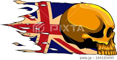 vector illustration of UK flag with skull 104183095