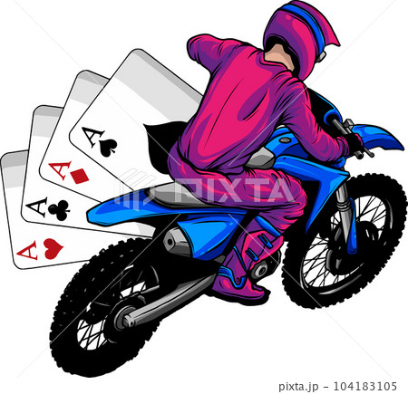 vector illustration of motocross with poker aces 104183105