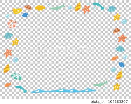 Colorful handwritten watercolor style frame of summer and sea image 104183207