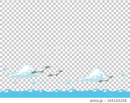 Sea and seagull hand drawn watercolor style frame illustration 104183208