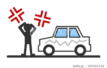 駐車中の愛車に傷を付けられて怒る運転手のイラスト 104183216