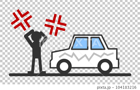 駐車中の愛車に傷を付けられて怒る運転手のイラスト 104183216