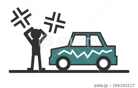 駐車中の愛車に傷を付けられて怒る運転手のイラスト 104183217