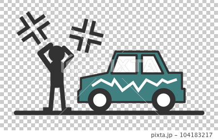 駐車中の愛車に傷を付けられて怒る運転手のイラスト 104183217