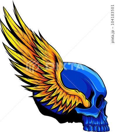 vector illustration of Skull head with wings mascot design 104183501