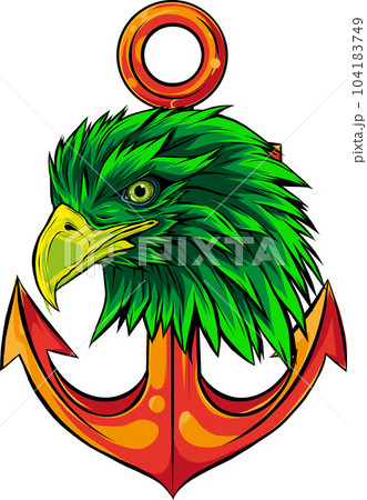 vector illustration of Eagle with Anchor on white background. digital draw vector illustration of Eagle with Anchor on white background. digital draw 104183749