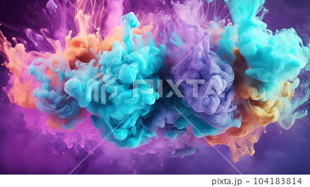 Color powder exploding. Paint water splash. Color mist Color powder exploding. Paint water splash. Color mist 104183814