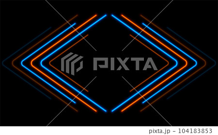 Bright blue orange abstract neon arrows tech sci-fi background Bright blue orange abstract neon arrows tech sci-fi background 104183853
