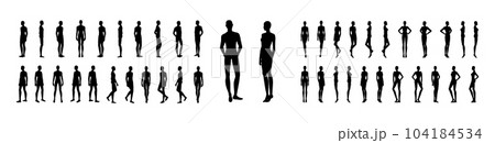 Silhouette of Women and men set body standing and walking fashion Illustration. Flat male and female character 104184534