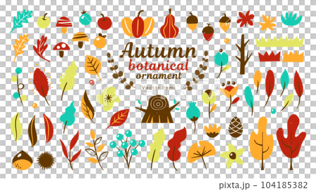Autumn plant illustration set (retro pop) 104185382