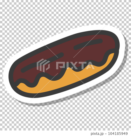 Mini mini sticker-style food and drink illustration eclair 104185949