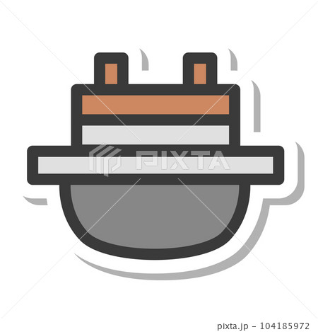 ミニミニステッカー風飲食物イラスト 鉄鍋 ミニミニステッカー風飲食物イラスト 鉄鍋 104185972