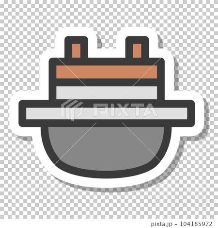 ミニミニステッカー風飲食物イラスト 鉄鍋 ミニミニステッカー風飲食物イラスト 鉄鍋 104185972