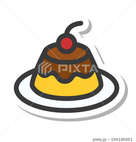 ミニミニステッカー風飲食物イラスト プリン ミニミニステッカー風飲食物イラスト プリン 104186001