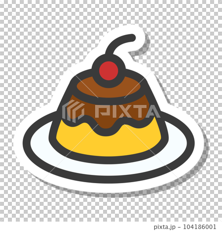 ミニミニステッカー風飲食物イラスト プリン ミニミニステッカー風飲食物イラスト プリン 104186001