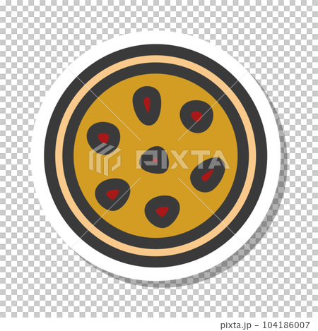 Mini mini sticker-style food and drink illustration pizza 104186007