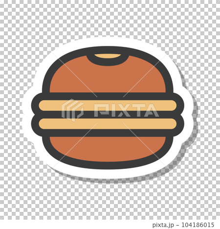 食物和飲料銅鑼燒的迷你迷你貼紙風格插圖 104186015