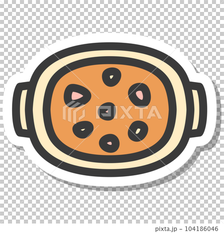 迷你迷你貼紙式食物和飲料插圖奶油烤菜 104186046