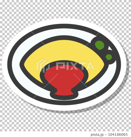 ミニミニステッカー風飲食物イラスト オムライス ミニミニステッカー風飲食物イラスト オムライス 104186065