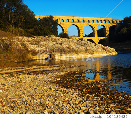 Roman Bridge Pont du Gard in autumn in South of France Roman Bridge Pont du Gard in autumn in South of France 104186422