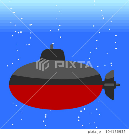 海中に沈んでいる潜水艦のイラストのイラスト素材 [104186955] - PIXTA