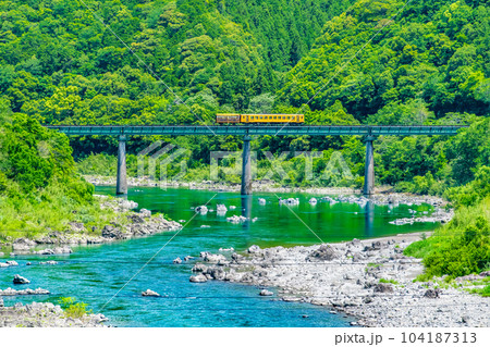 予土線　四万十川を渡るしまんトロッコ （半家－十川） 104187313