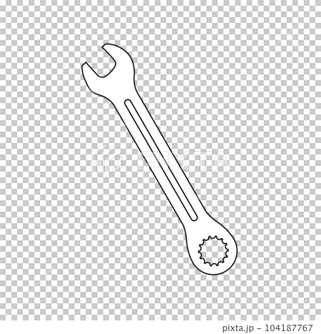 モノクロのイラスト_コンビネーションスパナ 104187767
