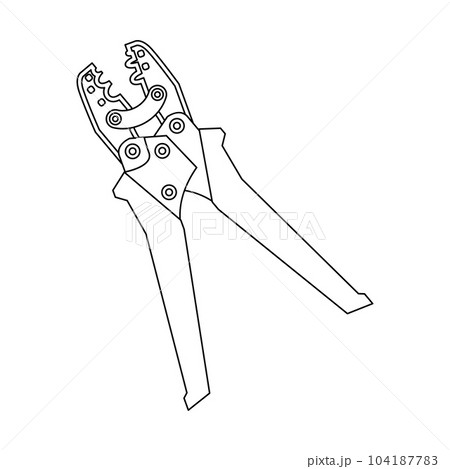 モノクロのイラスト_圧着ペンチ 104187783