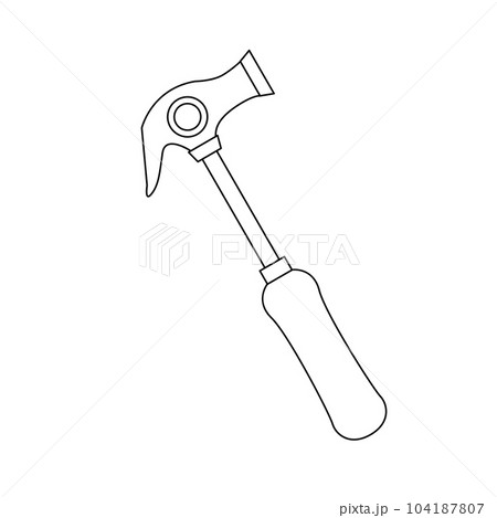 モノクロのイラスト_仮枠ハンマー 104187807