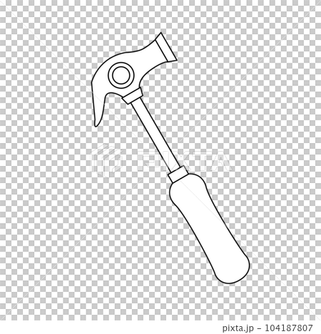 モノクロのイラスト_仮枠ハンマー 104187807