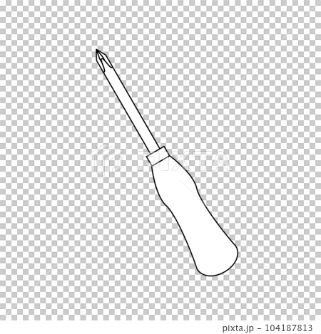 モノクロのイラスト_細いプラスドライバー 104187813
