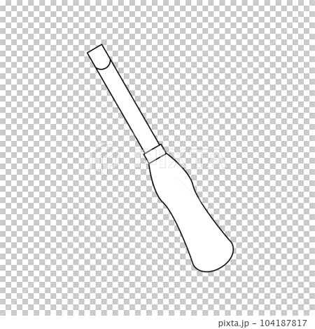 モノクロのイラスト_太いマイナスドライバー 104187817