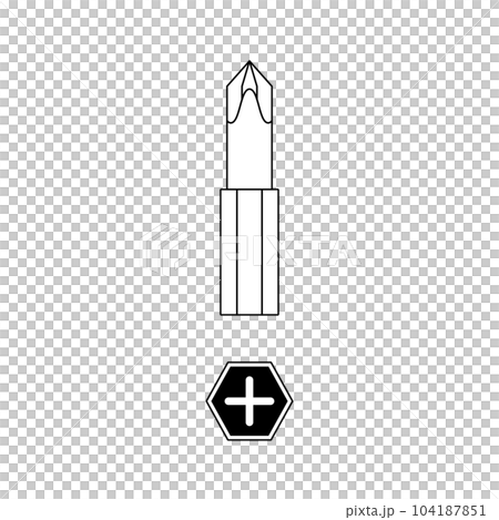 モノクロのイラスト_ゴールドドライバービット_プラス大 104187851