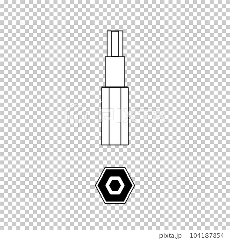 モノクロのイラスト_ゴールドドライバービット_六角小 104187854