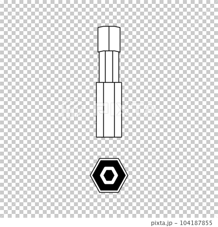 モノクロのイラスト_ゴールドドライバービット_六角大 104187855