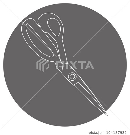 モノクロのイラストマーク_裁ちばさみ 104187922