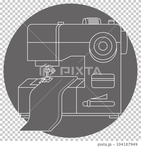 モノクロのイラストマーク_ミシン モノクロのイラストマーク_ミシン 104187949