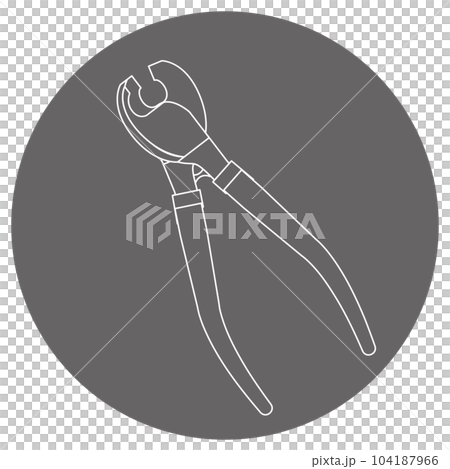 モノクロのイラストマーク_ケーブルカッターナイフ モノクロのイラストマーク_ケーブルカッターナイフ 104187966