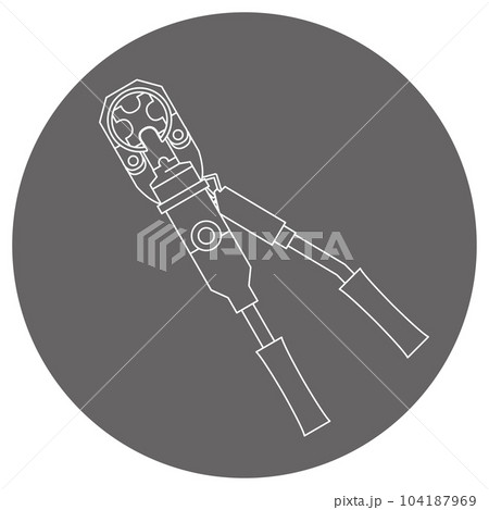 モノクロのイラストマーク_手動油圧式圧着工具 104187969