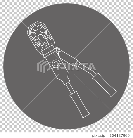 モノクロのイラストマーク_手動油圧式圧着工具 104187969