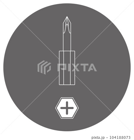 モノクロのイラストマーク_ゴールドドライバービット_プラス小 104188073