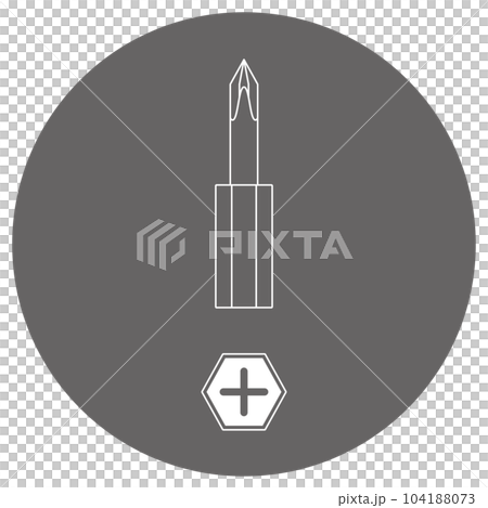 モノクロのイラストマーク_ゴールドドライバービット_プラス小 104188073