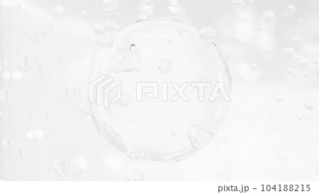 白背景に複数の気泡。3d。（横長） 104188215
