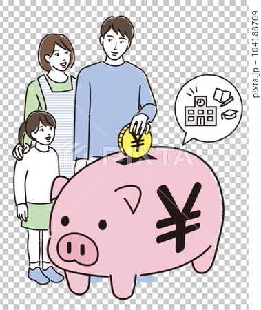 豬存錢罐和家庭教育儲蓄 豬存錢罐和家庭教育儲蓄 104188709
