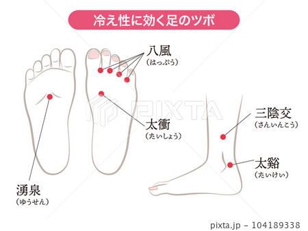 冷え性に効く足のツボ 冷え性に効く足のツボ 104189338