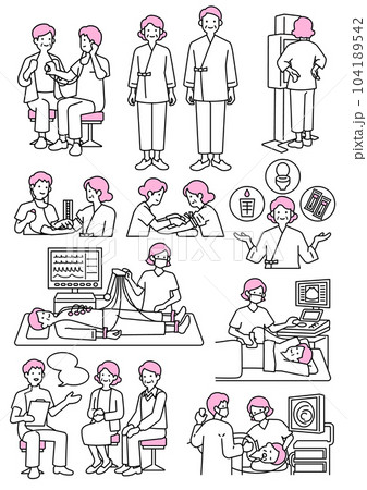 人間ドックイラストセット 人間ドックイラストセット 104189542