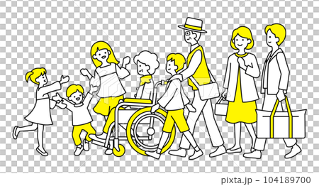 3 generation family and wheelchair 104189700