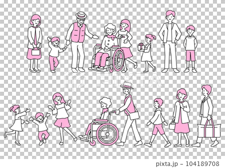 3世代家族と車椅子 104189708