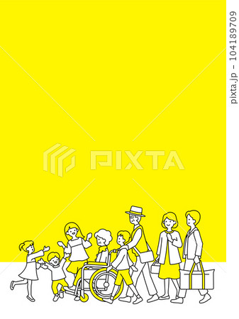 3世代家族と車椅子背景 104189709
