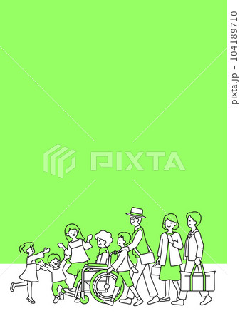 3世代家族と車椅子背景 104189710